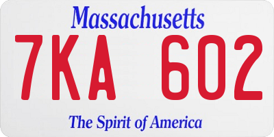 MA license plate 7KA602