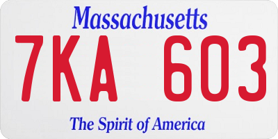 MA license plate 7KA603