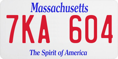 MA license plate 7KA604
