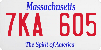 MA license plate 7KA605