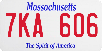 MA license plate 7KA606