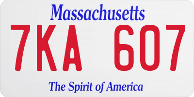 MA license plate 7KA607