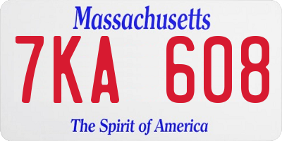 MA license plate 7KA608