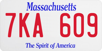 MA license plate 7KA609
