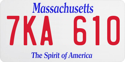 MA license plate 7KA610