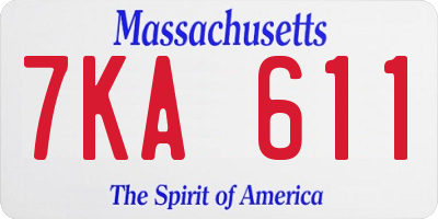 MA license plate 7KA611