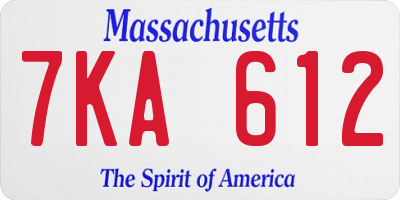 MA license plate 7KA612