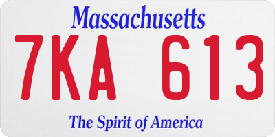 MA license plate 7KA613