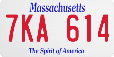 MA license plate 7KA614