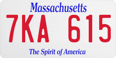 MA license plate 7KA615