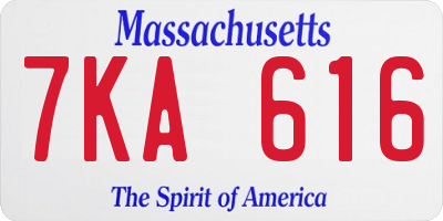 MA license plate 7KA616