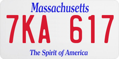 MA license plate 7KA617