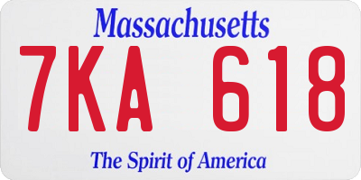 MA license plate 7KA618
