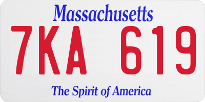 MA license plate 7KA619