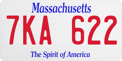 MA license plate 7KA622