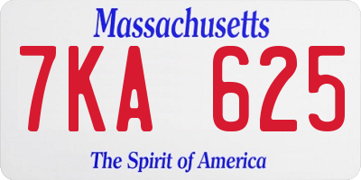 MA license plate 7KA625