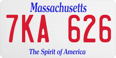 MA license plate 7KA626