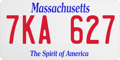 MA license plate 7KA627