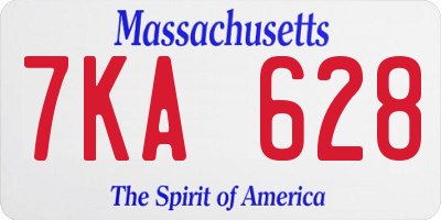 MA license plate 7KA628