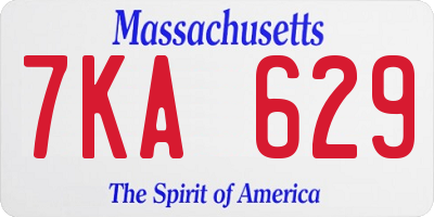 MA license plate 7KA629