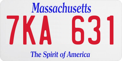 MA license plate 7KA631
