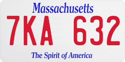 MA license plate 7KA632