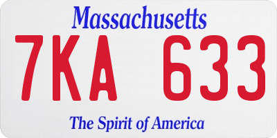 MA license plate 7KA633