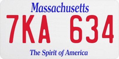 MA license plate 7KA634