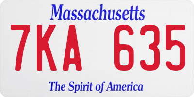 MA license plate 7KA635