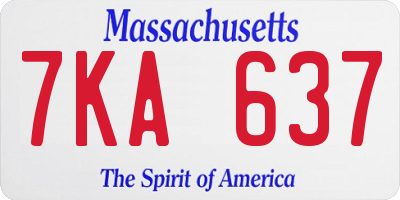 MA license plate 7KA637