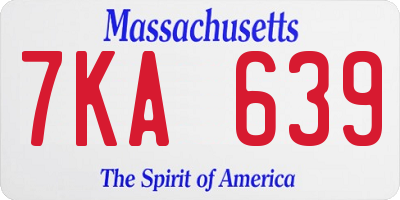 MA license plate 7KA639