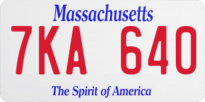 MA license plate 7KA640