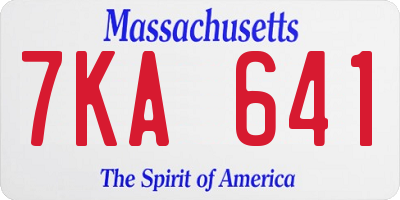 MA license plate 7KA641