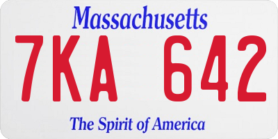 MA license plate 7KA642