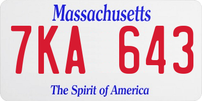 MA license plate 7KA643