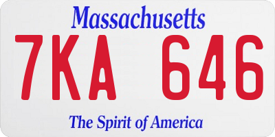 MA license plate 7KA646