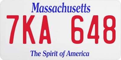 MA license plate 7KA648