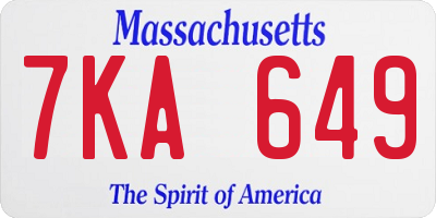 MA license plate 7KA649