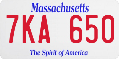 MA license plate 7KA650