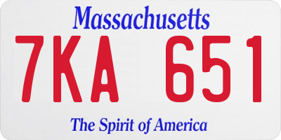 MA license plate 7KA651
