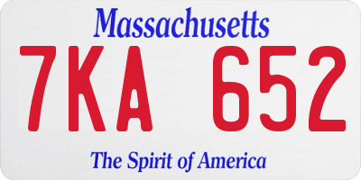MA license plate 7KA652