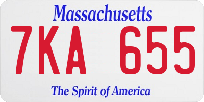MA license plate 7KA655