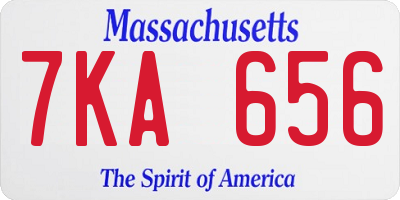 MA license plate 7KA656
