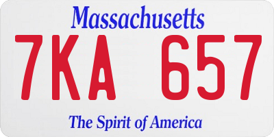 MA license plate 7KA657