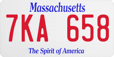 MA license plate 7KA658