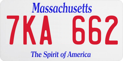 MA license plate 7KA662