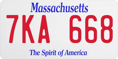 MA license plate 7KA668
