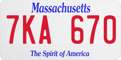 MA license plate 7KA670