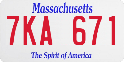 MA license plate 7KA671