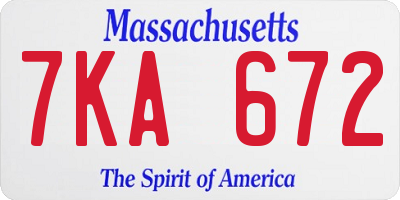 MA license plate 7KA672